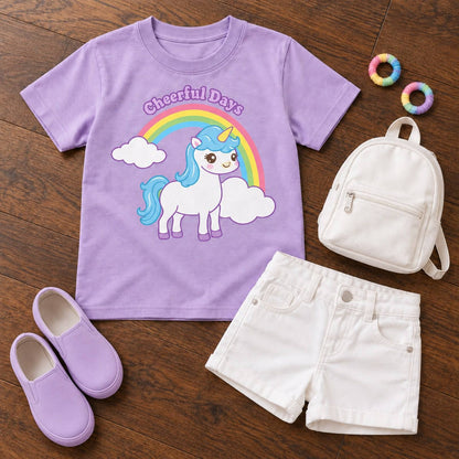ユニコーン キッズTシャツ「cheerful days」｜虹の向こうに、楽しい一日。