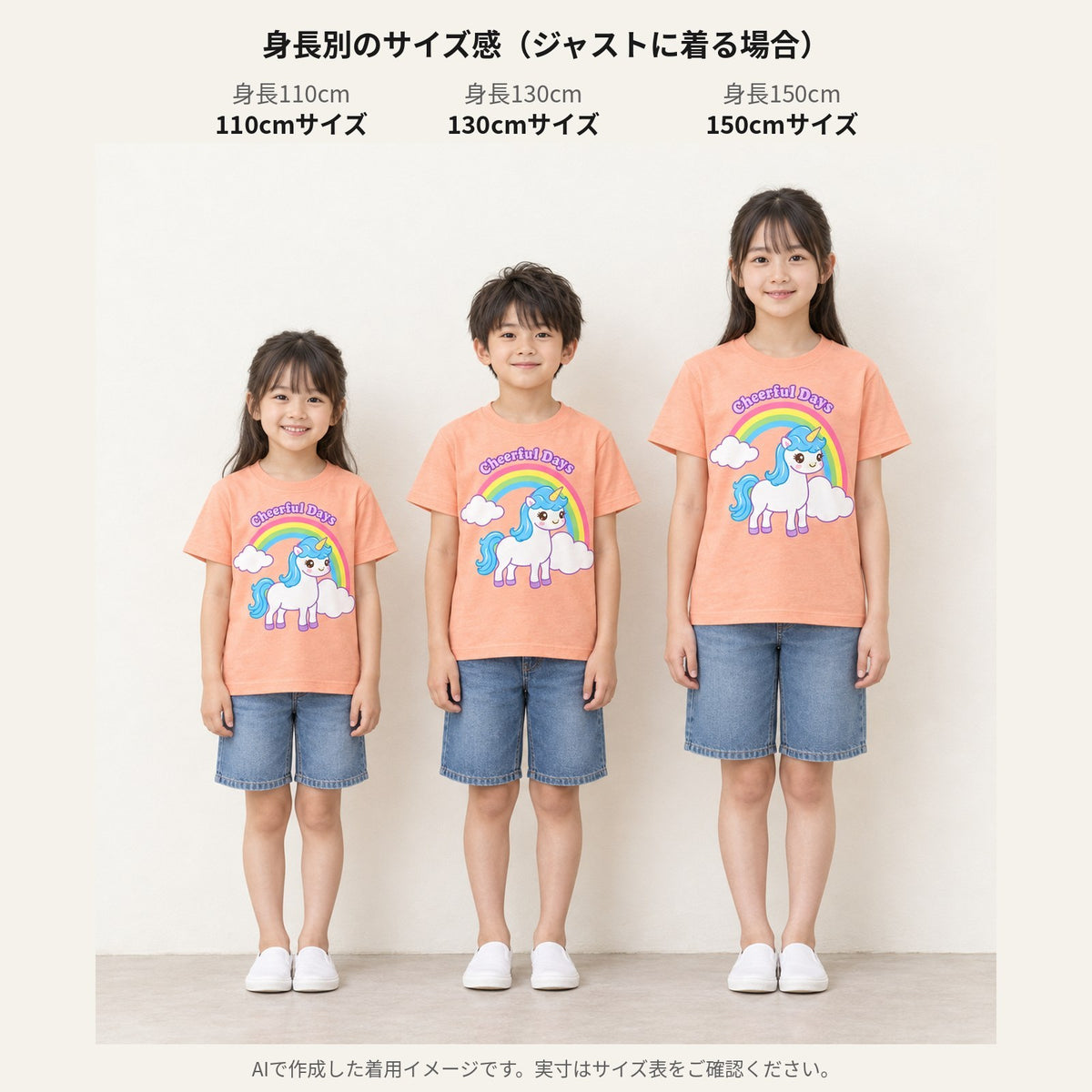 ユニコーン キッズTシャツ「cheerful days」｜虹の向こうに、楽しい一日。