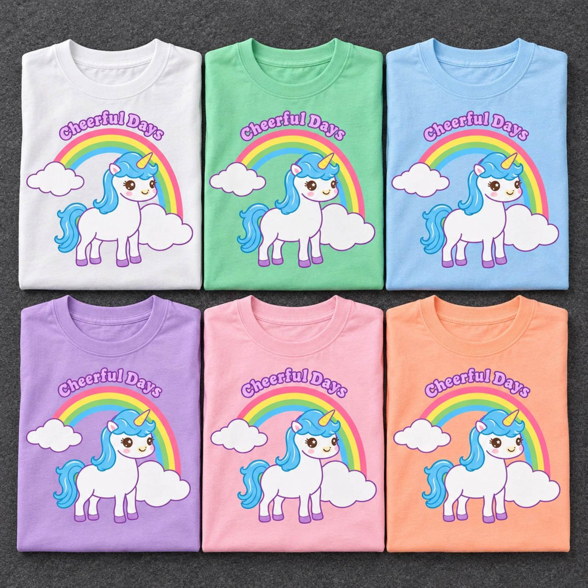 ユニコーン キッズTシャツ「cheerful days」｜虹の向こうに、楽しい一日。