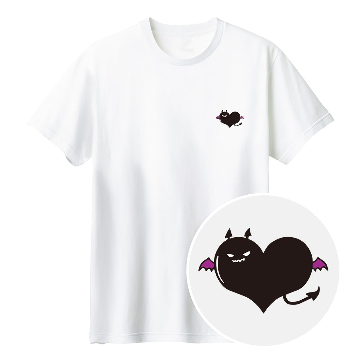 悪魔ハート「でももん」Tシャツ ホワイト
