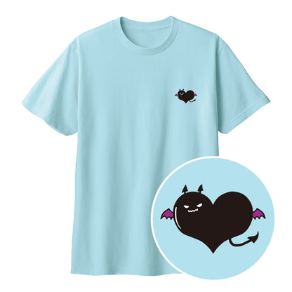 悪魔ハート「でももん」Tシャツ ライトブルー