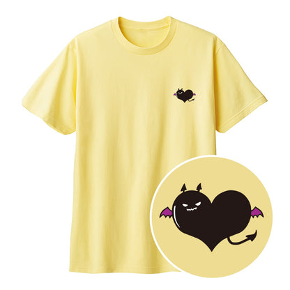 悪魔ハート「でももん」Tシャツ ライトイエロー