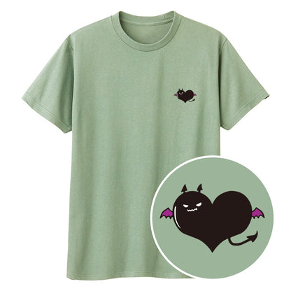 悪魔ハート「でももん」Tシャツ ライトセージ