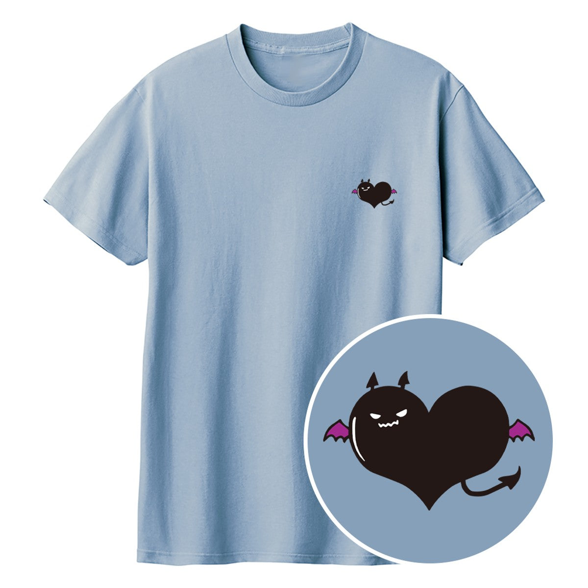 悪魔ハート「でももん」Tシャツ アシッドブルー