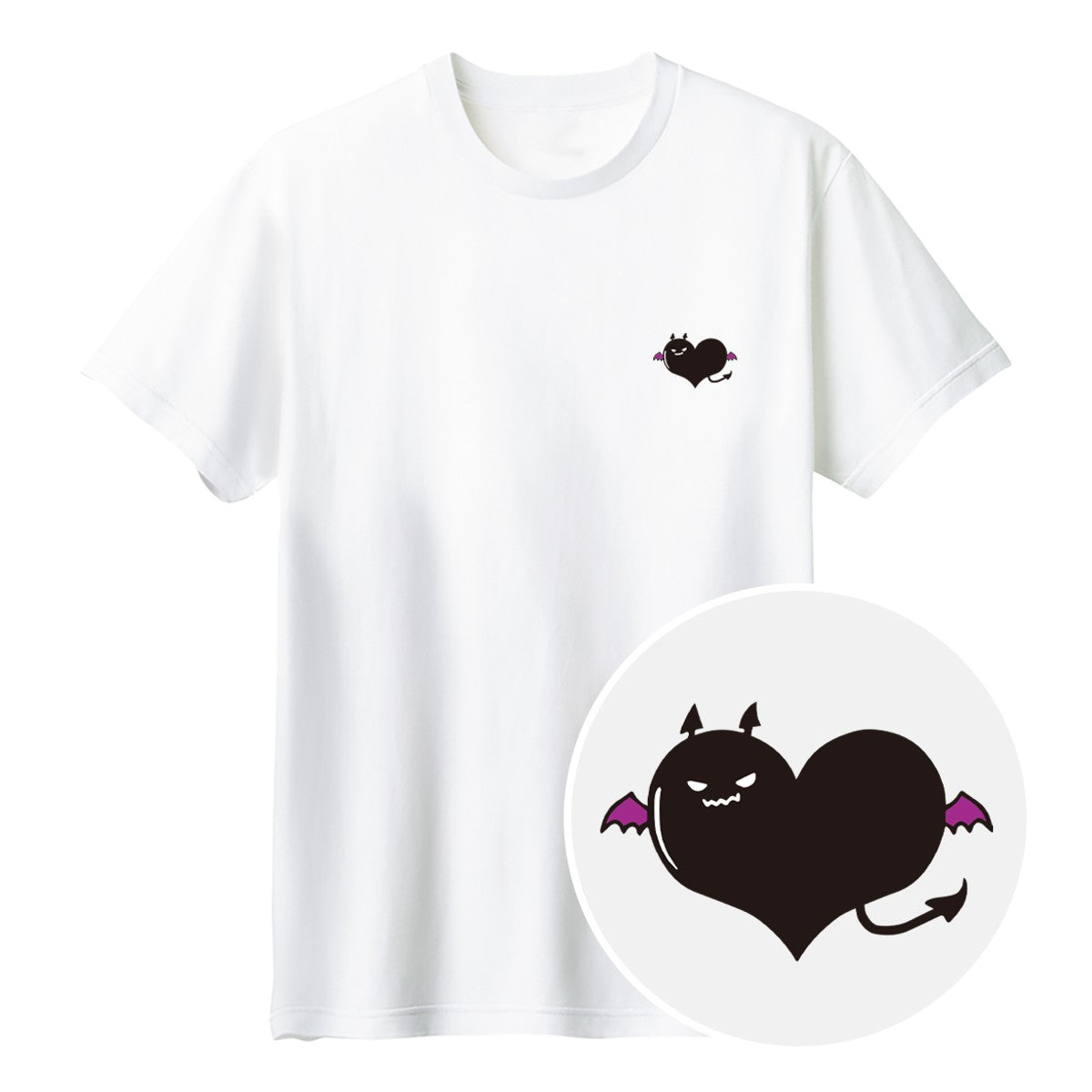 悪魔ハート「でももん」キッズTシャツ ホワイト