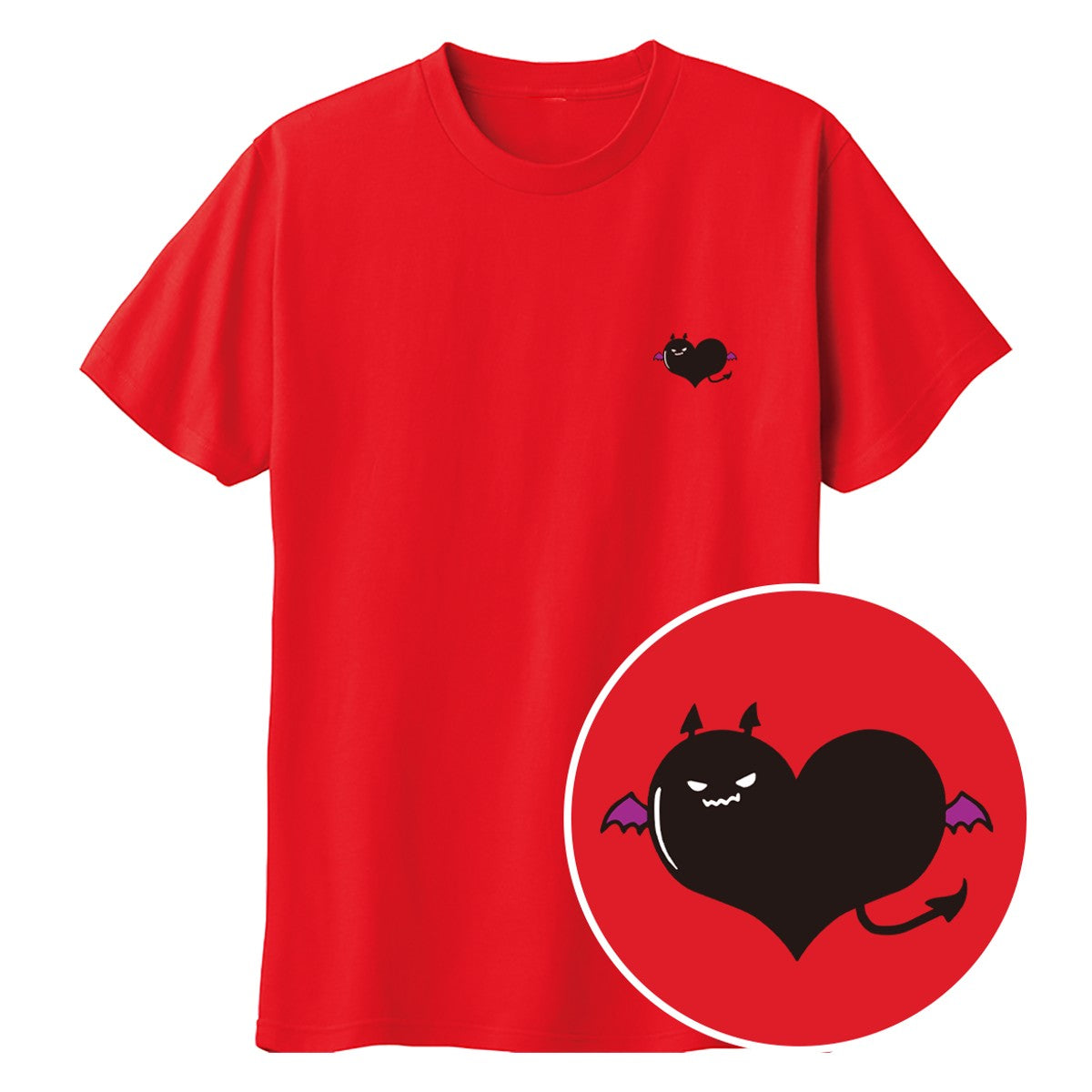 悪魔ハート「でももん」キッズTシャツ レッド