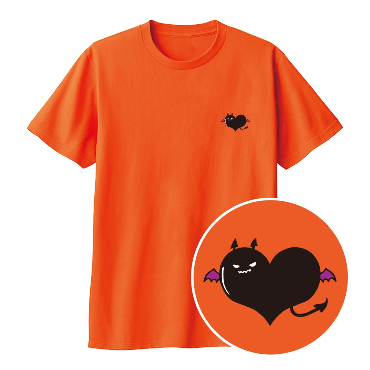 悪魔ハート「でももん」キッズTシャツ オレンジ