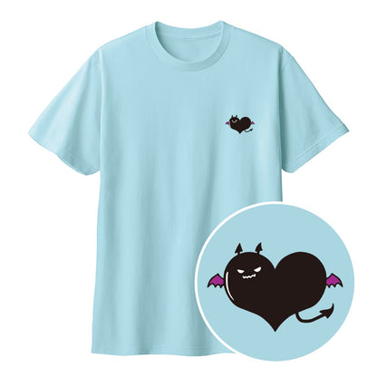 悪魔ハート「でももん」キッズTシャツ ライトブルー