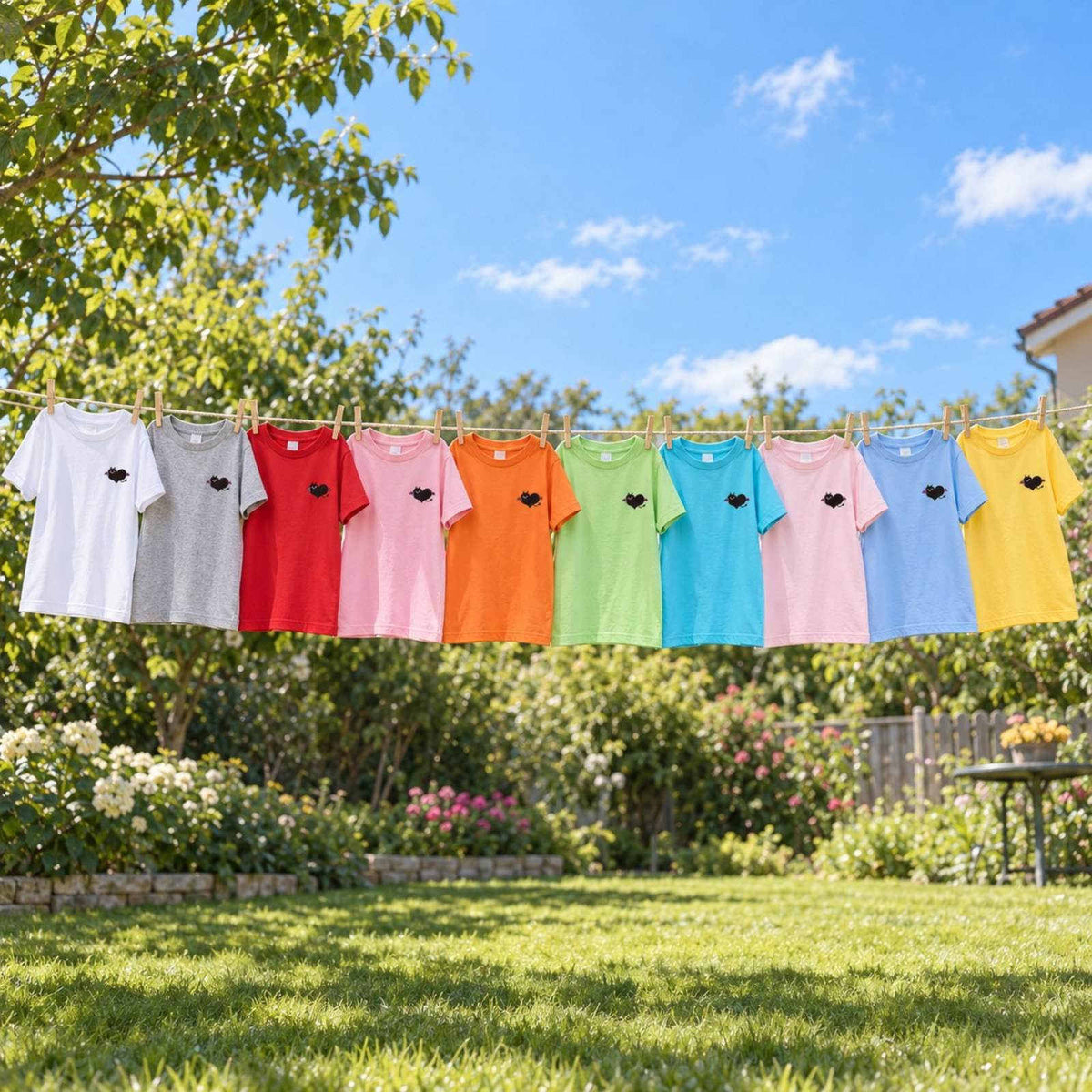 でももん キッズTシャツ 全10色カラーバリエーション平置き
