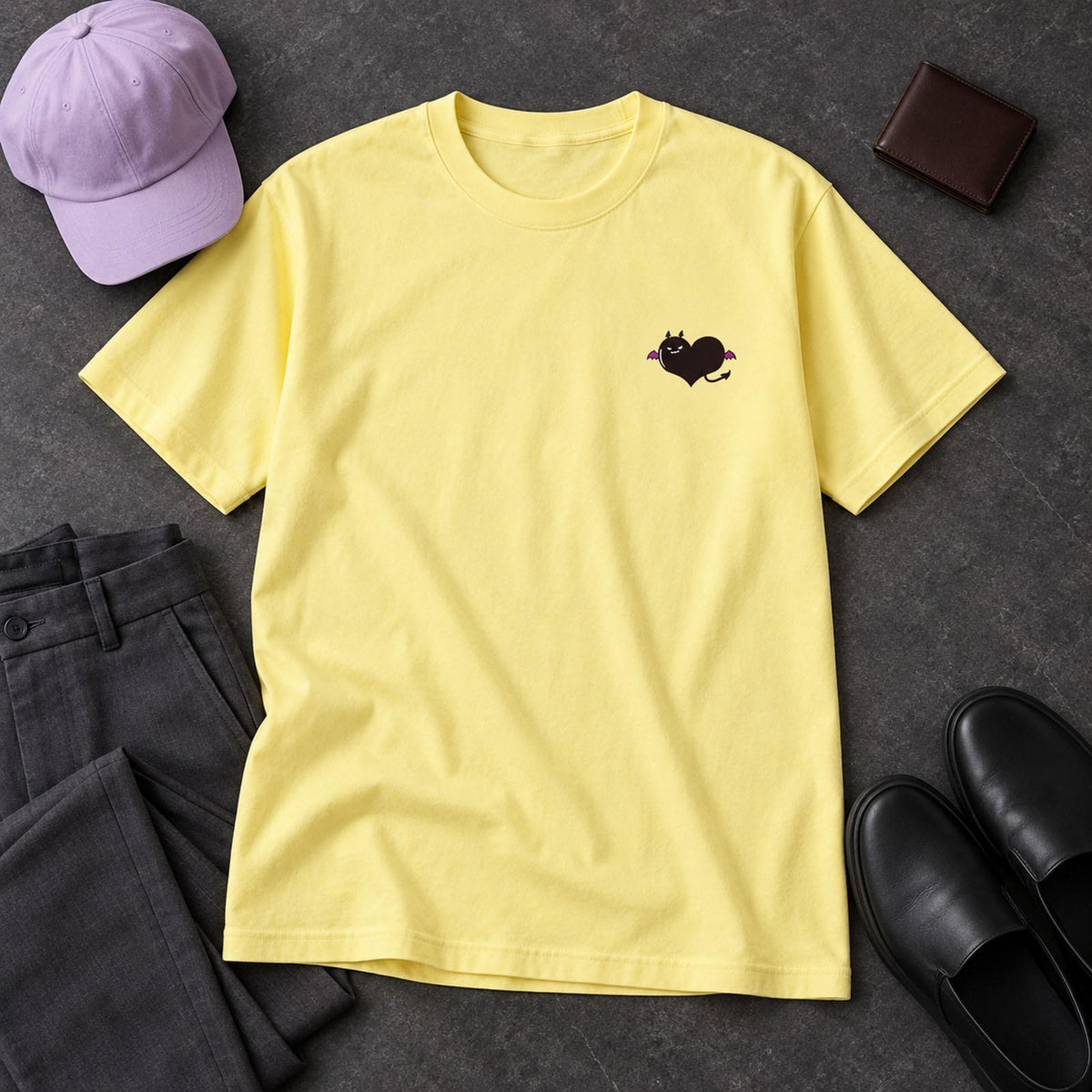 悪魔ハート ワンポイントTシャツ「でももん」｜ちょっぴり、いたずら心。