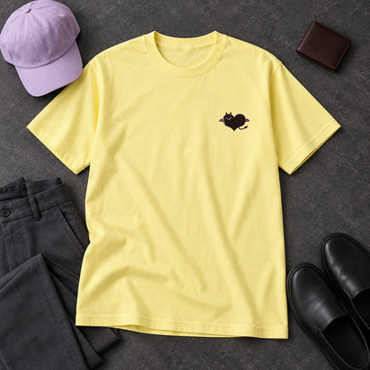 悪魔ハート ワンポイントTシャツ「でももん」｜ちょっぴり、いたずら心。