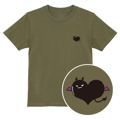 悪魔ハート「でももん」キッズTシャツ シティグリーン