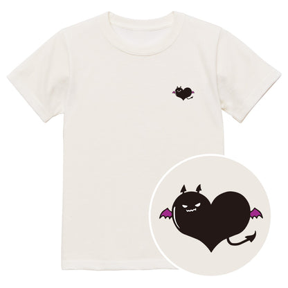 悪魔ハート「でももん」キッズTシャツ バニラホワイト