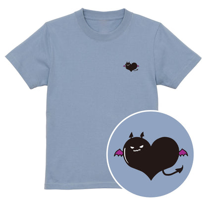 悪魔ハート「でももん」キッズTシャツ アシッドブルー