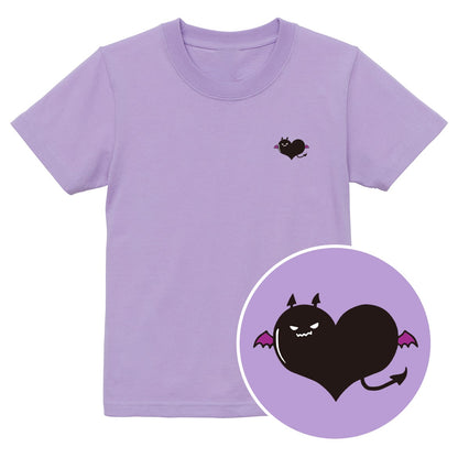 悪魔ハート「でももん」キッズTシャツ ライトパープル