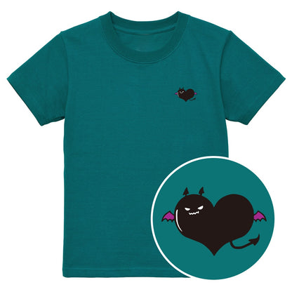 悪魔ハート「でももん」キッズTシャツ アップルグリーン