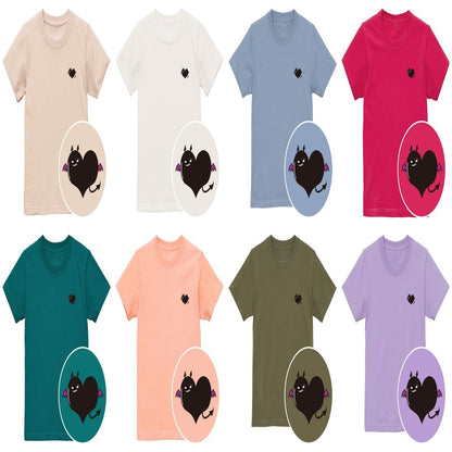 悪魔ハート「でももん」キッズTシャツ 全8色カラーバリエーション平置き