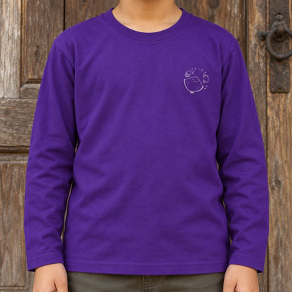 えいみょん（エイ）キッズ長袖Tシャツ パープル 着用アップ サムネイル
