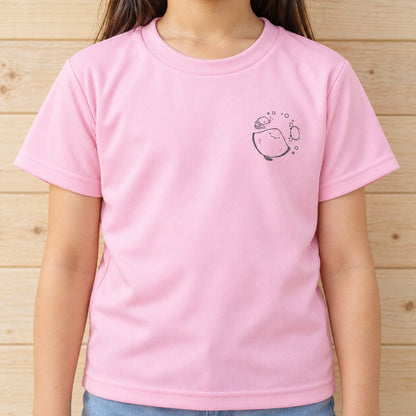 えいみょん キッズドライTシャツ ライトピンク 着用アップ サムネイル