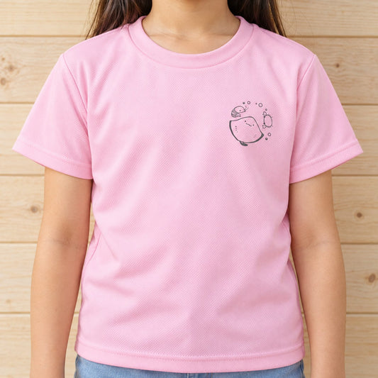 えいみょん キッズドライTシャツ ライトピンク 着用アップ サムネイル