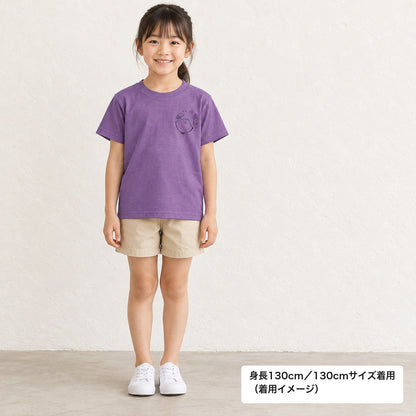 えいみょん キッズドライTシャツ ミックスパープル 着用全身（身長130cm・130cmサイズ着用）