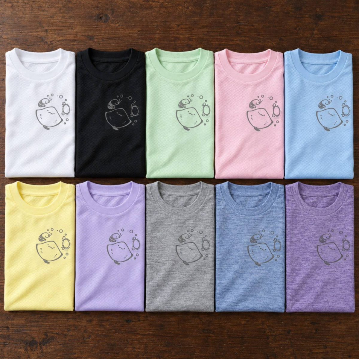 えいみょん キッズドライTシャツ 全10色カラーバリエーション平置き