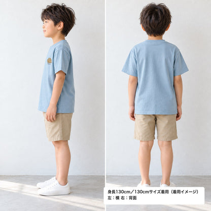 カピバラ「Gununu」 キッズTシャツ ペールグリーン 着用 横・背面（背中は無地）