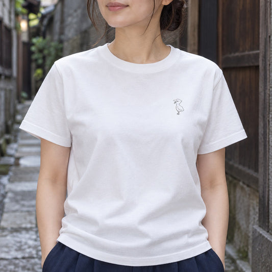 ハシビロコウ ワンポイントTシャツ「端弘コウ」｜動かない、でも気になる。