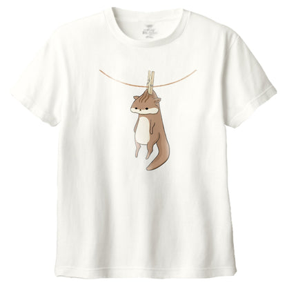 干されちゃったリス キッズTシャツ 073_アイボリー
