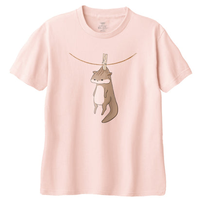 干されちゃったリス キッズTシャツ 132_ライトピンク