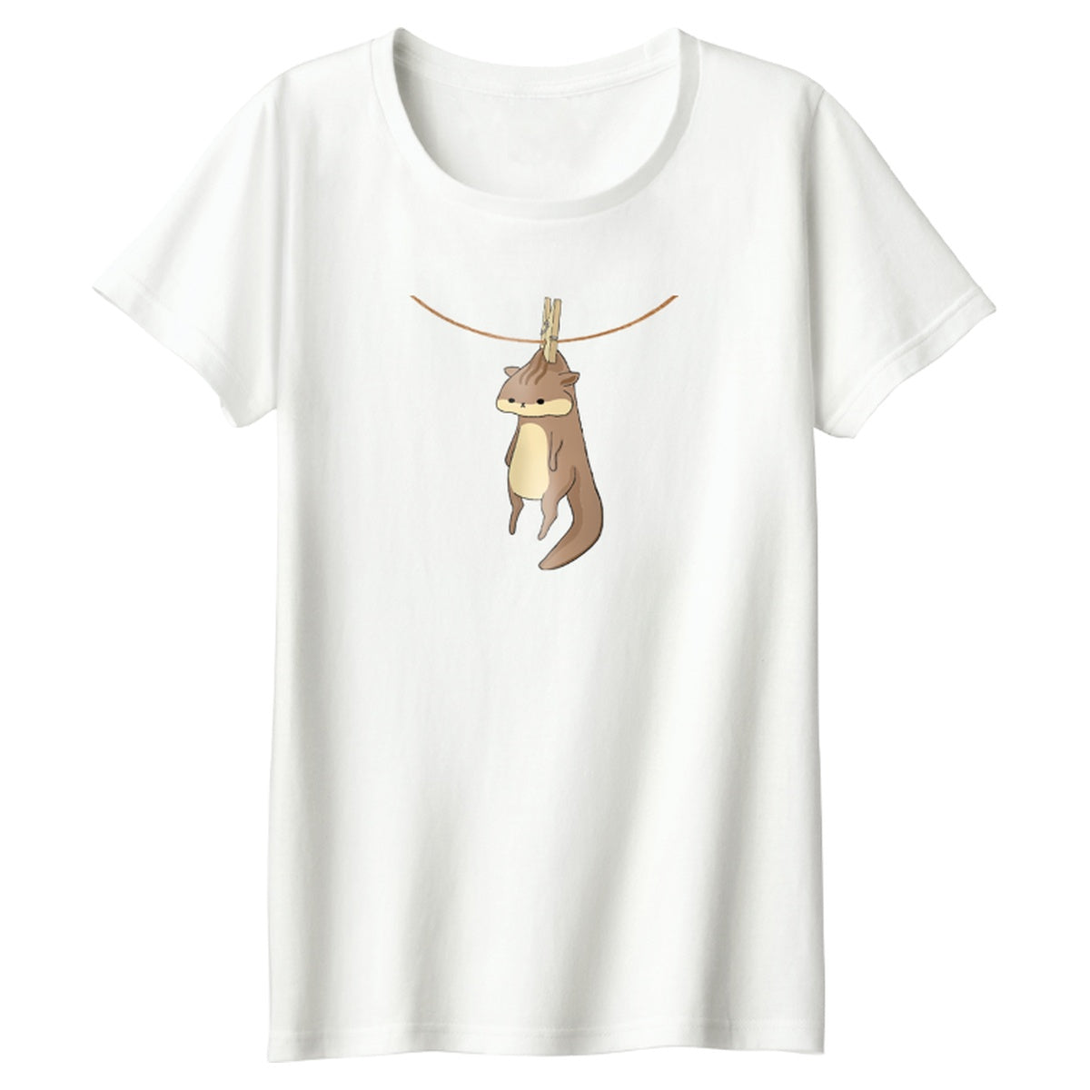 干されちゃったリス レディースTシャツ 073_アイボリー