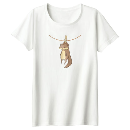 干されちゃったリス レディースTシャツ 073_アイボリー