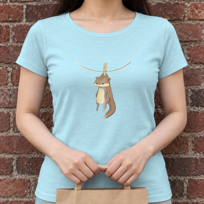 干されちゃったリス レディースTシャツ 着用アップ（サムネイル）