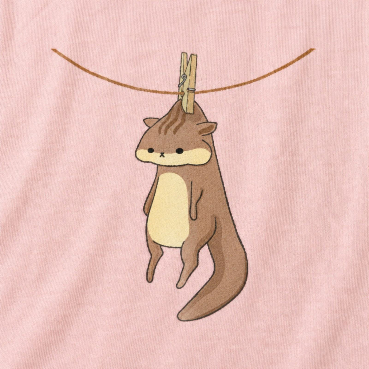 干されちゃったリス レディースTシャツ プリント接写・天竺の編み目