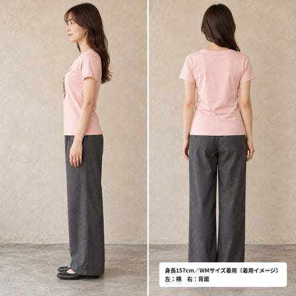 干されちゃったリス レディースTシャツ 着用 横・背面（背中は無地）