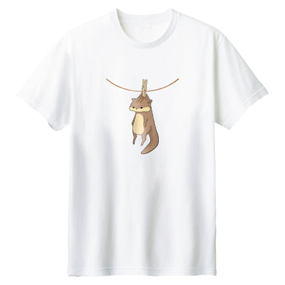 干されちゃったリス Tシャツ 001_ホワイト
