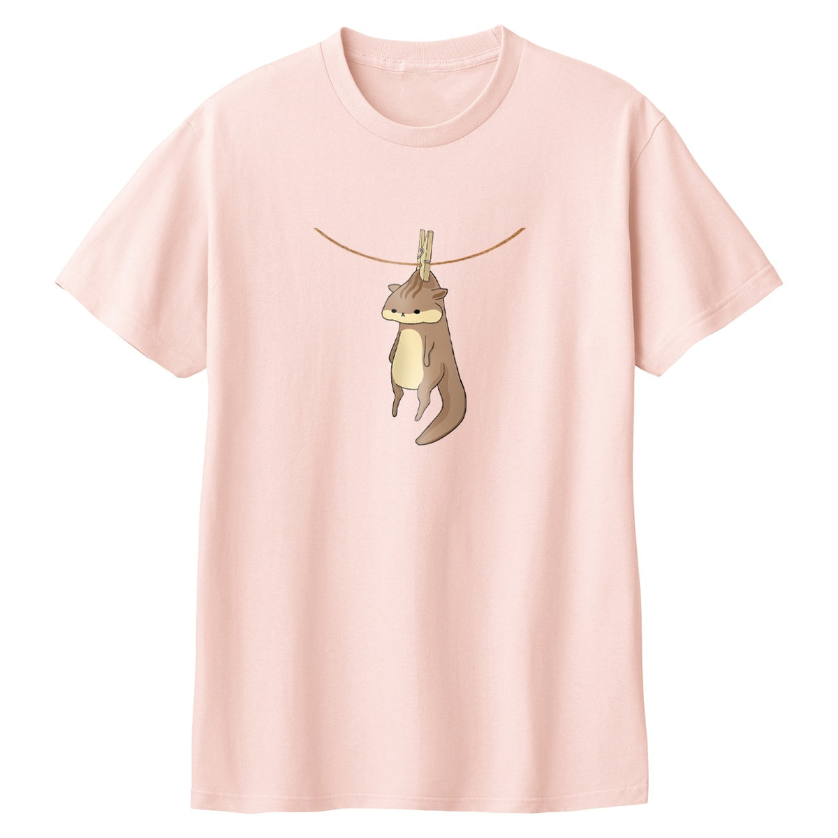 干されちゃったリス Tシャツ 132_ライトピンク