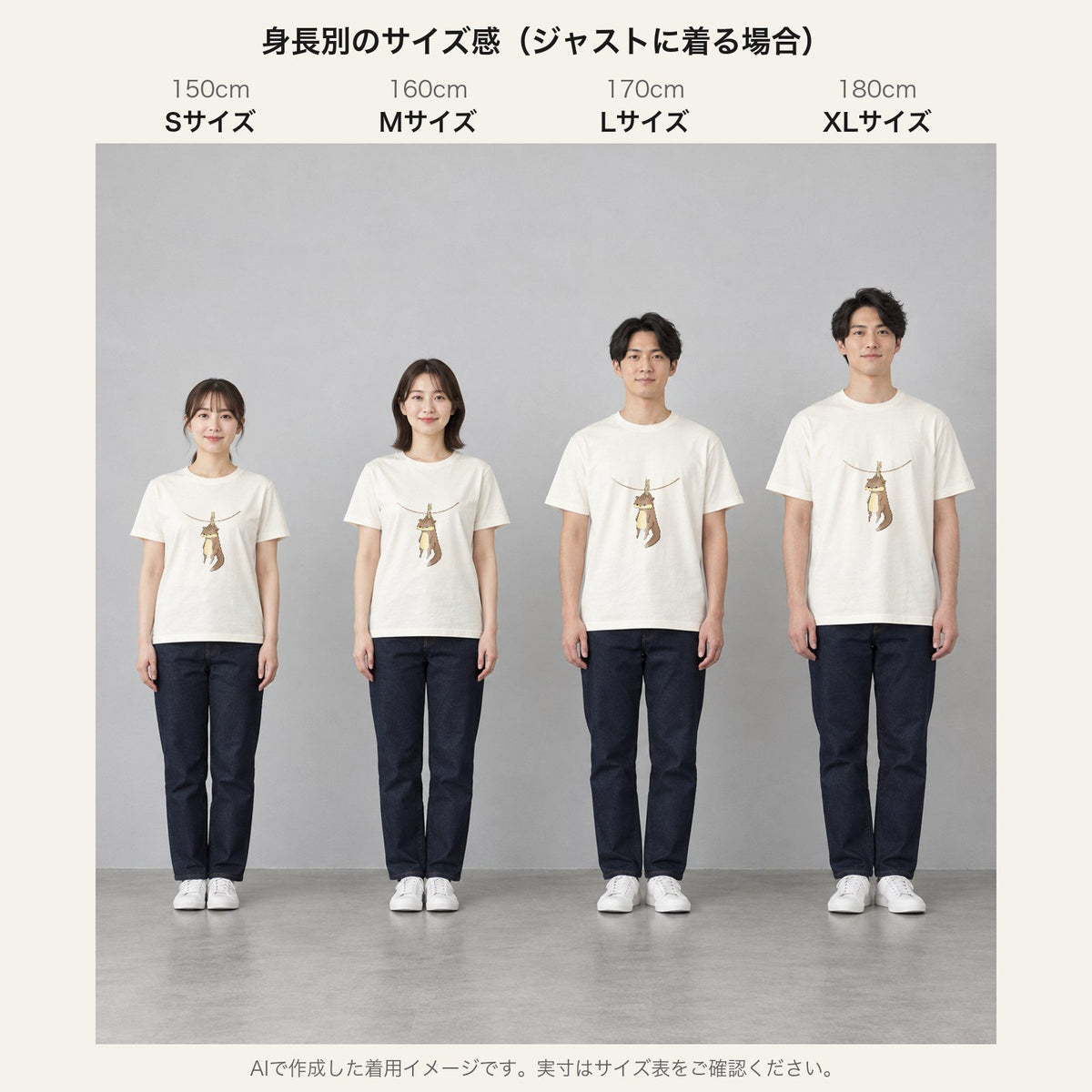 リス Tシャツ「干されちゃった」｜洗濯バサミで、ちょこん。