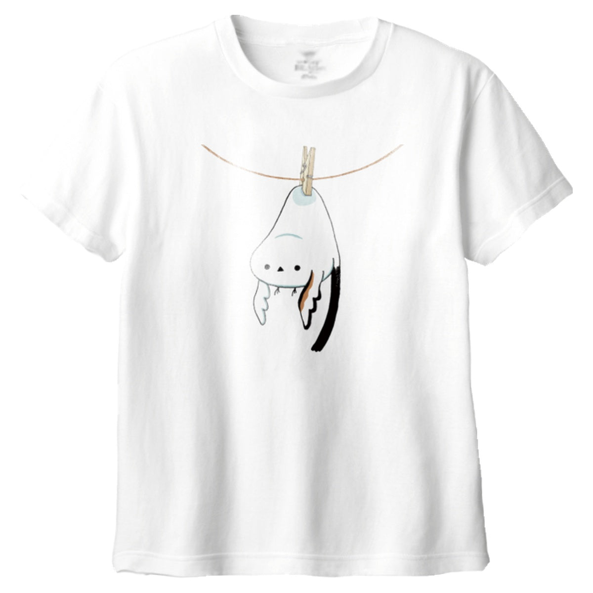 干されちゃったシマエナガ キッズTシャツ 001_ホワイト