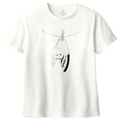 干されちゃったシマエナガ キッズTシャツ 073_アイボリー