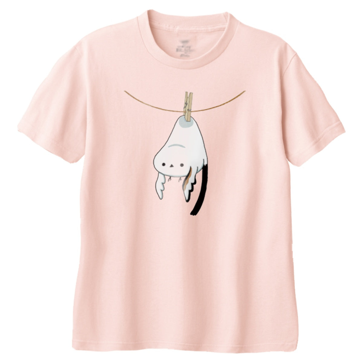 干されちゃったシマエナガ キッズTシャツ 132_ライトピンク