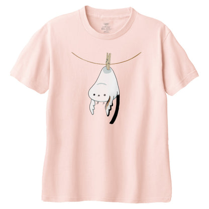 干されちゃったシマエナガ キッズTシャツ 132_ライトピンク