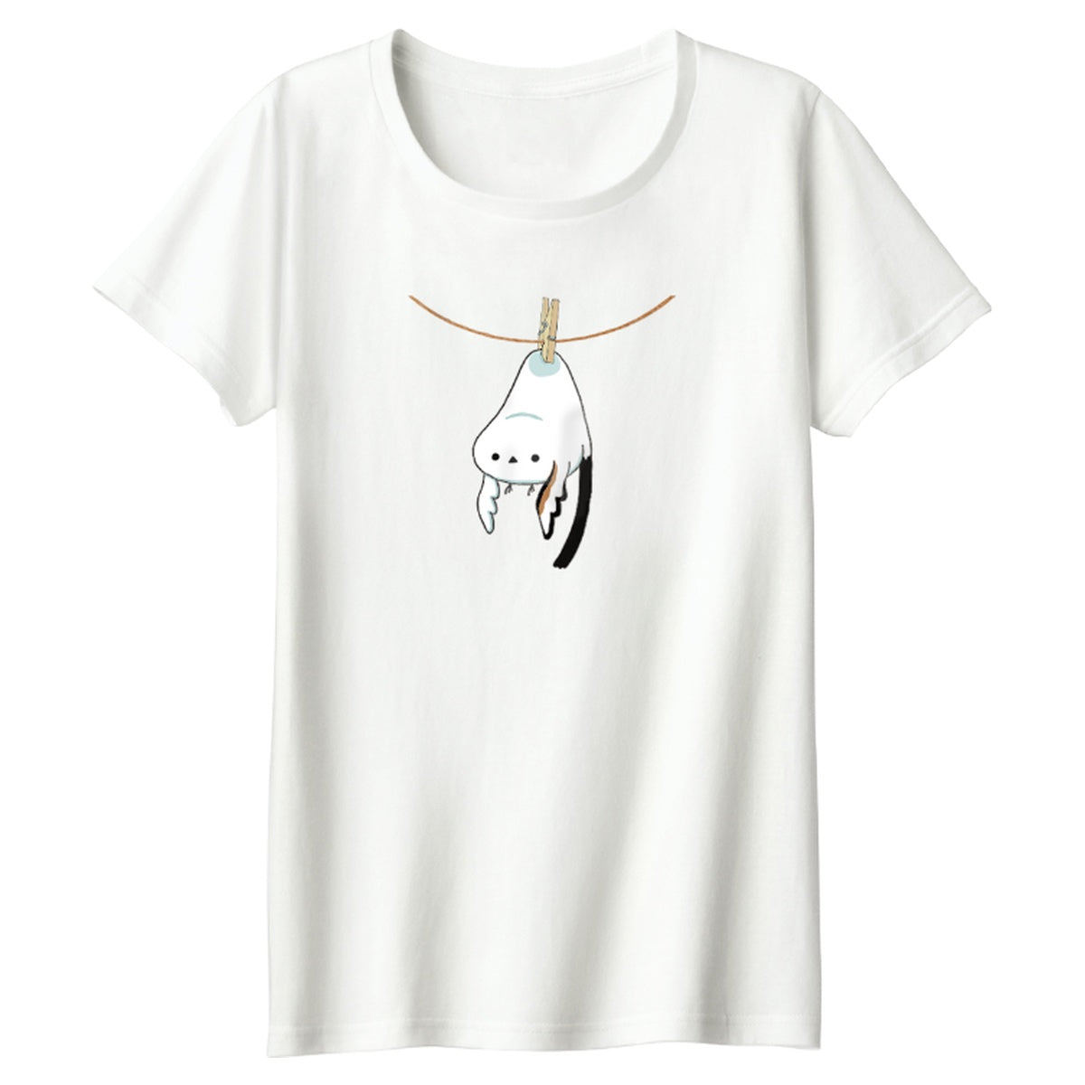 干されちゃったシマエナガ レディースTシャツ 073_アイボリー