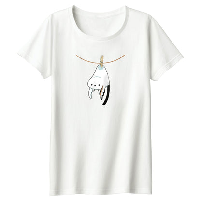 干されちゃったシマエナガ レディースTシャツ 073_アイボリー