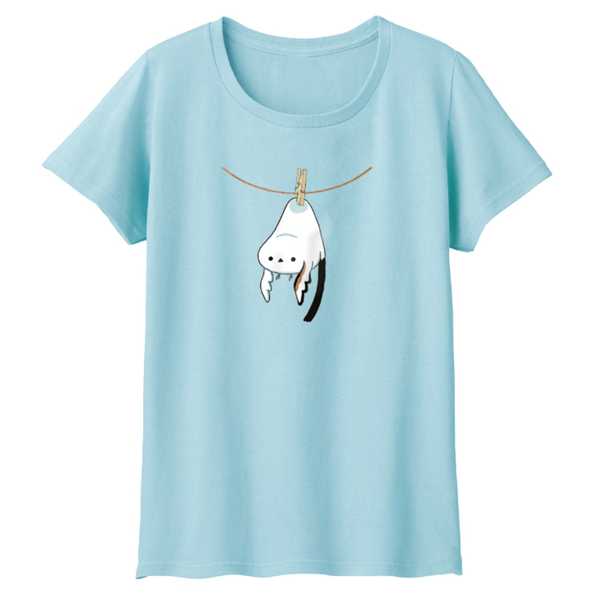 干されちゃったシマエナガ レディースTシャツ 083_ライトブルー