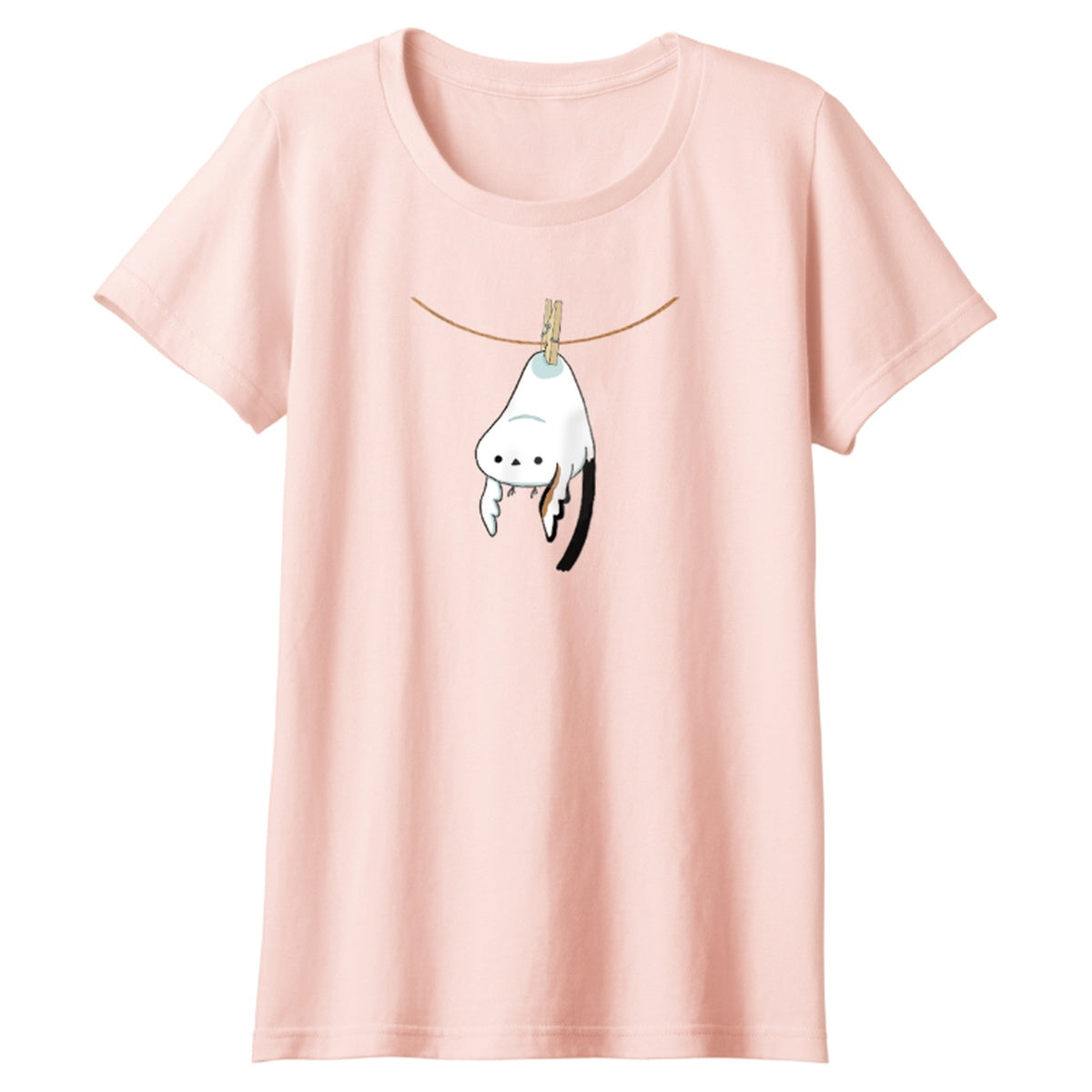 干されちゃったシマエナガ レディースTシャツ 132_ライトピンク