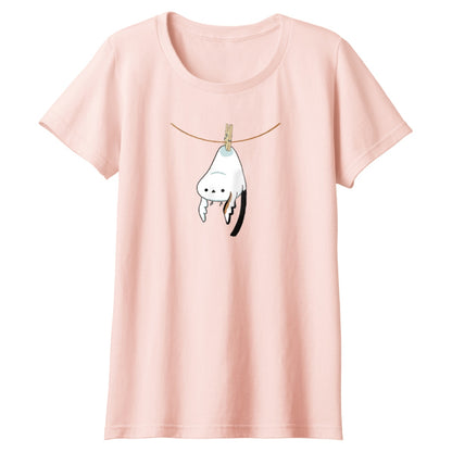 干されちゃったシマエナガ レディースTシャツ 132_ライトピンク