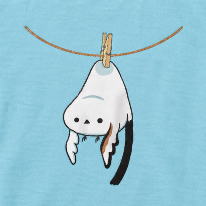干されちゃったシマエナガ レディースTシャツ プリント接写・天竺の編み目