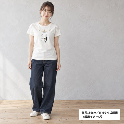 干されちゃったシマエナガ レディースTシャツ 着用全身（WMサイズ着用）