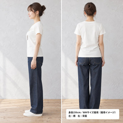 干されちゃったシマエナガ レディースTシャツ 着用 横・背面（背中は無地）
